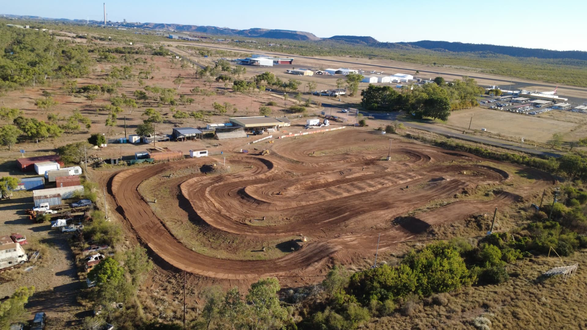 Aerial view of the Mount Isa motocross track rebuilt by Full Throttle Earthworks